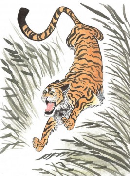  Chinese Art Painting - chinese tiger running